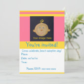 ピンクイエロー採用パーティー招待状 招待状 (スタンド正面)