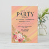 ピンクイエロー春ガーデンフローラ60誕生日 招待状 (スタンド正面)