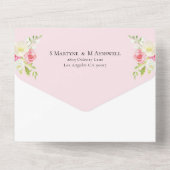 ピンクイエロー春結婚フローラ オールインワン招待状 (裏面)