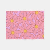 ピンクイエロー熱帯フローラの夏 フリースブランケット (正面(横))