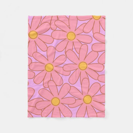 ピンクイエロー熱帯フローラの夏 フリースブランケット (正面)