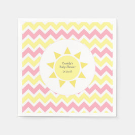 ピンクイエロー私のサンシャインテーマパーティー スタンダードカクテルナプキン