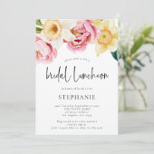 ピンクイエロー花模様ブライダルシャワールンチョン 招待状 (スタンド正面)