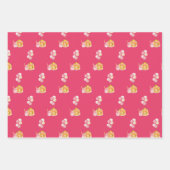 ピンクイエロー誕生日サマーカップケーキパーティー ラッピングペーパーシート (正面2)