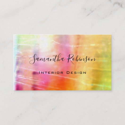 ピンクイエロー金ゴールドエレガントインテリア設計者 名刺 (正面)