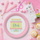 ピンクイエロー21歳の誕生日ケーキ名 ペーパープレート (パーティー)