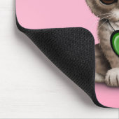 ピンクイタリアンな旗のハートのかわいい子ネコ猫 マウスパッド (コーナー)