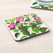 ピンクイタリアンハイビスカス花、ヴィンテージプリント コースター (左側)