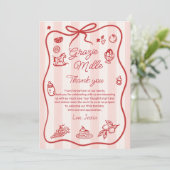 ピンクイタリアンレモンチャオベビーシャワーサンキューカード サンキューカード (スタンド正面)