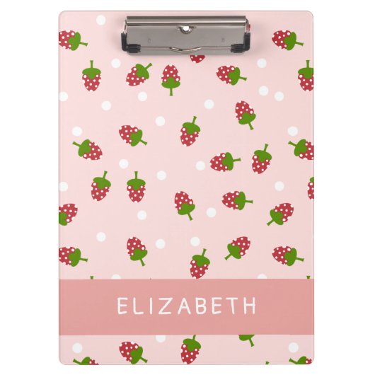 ピンクイチゴかわいいガーリーかわいいエステティックパステル クリップボード (正面)