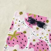 ピンクイチゴ名前をカスタムする ビーチタオル (インサイチュ)