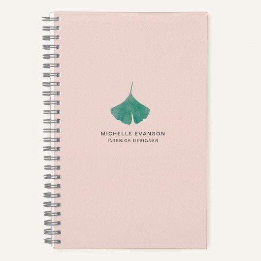 ピンクイチョウ葉シンプル自然 ノートブック (正面)