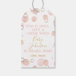 ピンクイッポップ・アートのト彼女のポップメッセージカードシャンパンラベル ギフトタグ