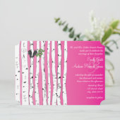 ピンクイニシャルの樺の木ツリー結婚式招待状 招待状 (スタンド正面)
