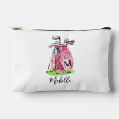 ピンクイニシャル名モノグラム アクセサリーポーチ (正面)