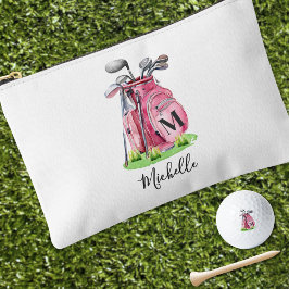 ピンクイニシャル名モノグラム アクセサリーポーチ