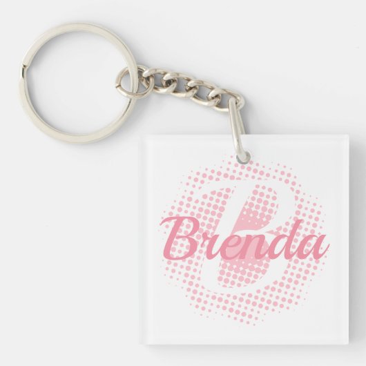ピンクイニシャル文字名前をカスタムする キーホルダー (正面)