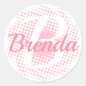 ピンクイニシャル文字名前をカスタムする ラウンドシール (正面)