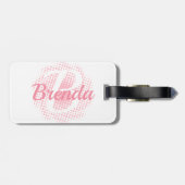 ピンクイニシャル文字名前をカスタムする ラゲッジタグ (裏面横)