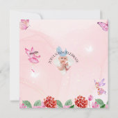 ピンクイラストバタフライ誕生日招待状 招待状 (裏面)