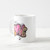 ピンクイラストレーションかわいいラブバレンタインデー コーヒーマグカップ (正面左)