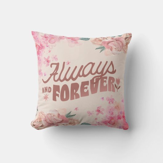 ピンクイラストレーションフラワースクエア クッション (正面)