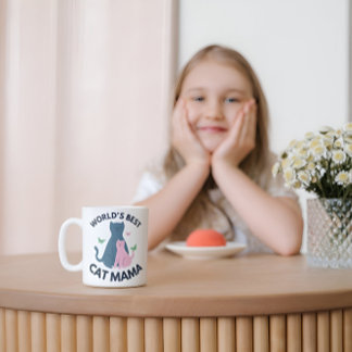 ピンクイラストレーション最高のワールドキャットママ コーヒーマグカップ