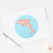ピンクイルカの桃 ラウンドシール (封筒)