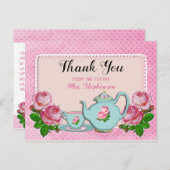 ピンクイングリッシュコテージスタイルブライダルシャワーありがとう ポストカード (正面/裏面)