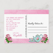 ピンクイングリッシュコテージスタイルブライダルシャワーありがとう ポストカード (裏面)