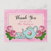 ピンクイングリッシュコテージスタイルブライダルシャワーありがとう ポストカード (正面)
