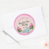 ピンクイングリッシュコテージスタイルブライダルティーパーティーシャワー ラウンドシール (封筒)