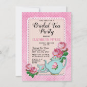 ピンクイングリッシュコテージスタイルブライダルティーパーティーシャワー 招待状 (正面)