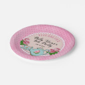 ピンクイングリッシュコテージスタイルベビーティーパーティーシャワー ペーパープレート (アングル)