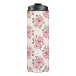ピンクイングリッシュバラコテージフローラヴィンテージパターン タンブラー