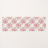 ピンクイングリッシュバラコテージフローラヴィンテージパターン ヨガマット (裏面(横))