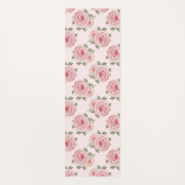 ピンクイングリッシュバラコテージフローラヴィンテージパターン ヨガマット