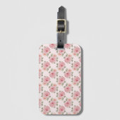 ピンクイングリッシュバラコテージフローラヴィンテージパターン ラゲッジタグ (正面縦)