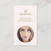 ピンクインスタグラム写真ソーシャルメディア美しい 名刺 (正面)