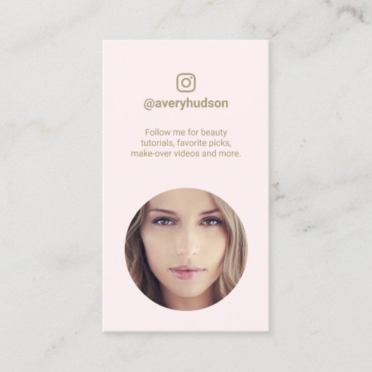 ピンクインスタグラム写真ソーシャルメディア美しい 名刺 (正面)