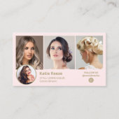 ピンクインスタグラム3フォトソーシャルメディアQR 名刺 (正面)