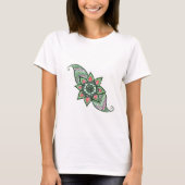 ピンクインスパイアとグリーンのシャツのヘナデザイン Tシャツ (正面)