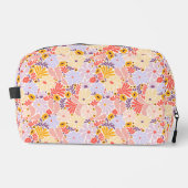 ピンクインスパイアと紫のヴィンテージフローラバッグ ドップキット (正面)