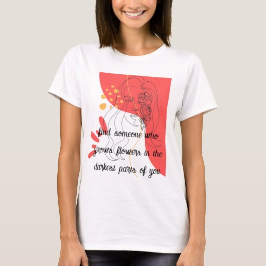 ピンクインスパイア抽象芸術の花に関する引用文 Tシャツ (正面)