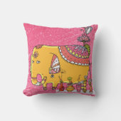 ピンクインディアンエ刺激を受けたレファントデコー装飾用クッション クッション (正面)