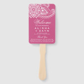 ピンクインディアンペイズリー結婚式 プログラム ハンドファン (正面)