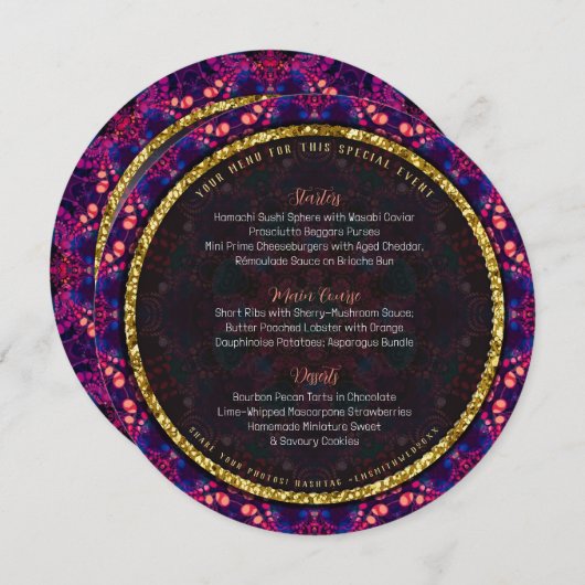 ピンクインディゴモダンろうけつ染めマジカルマンダラ メニュー (正面/裏面)