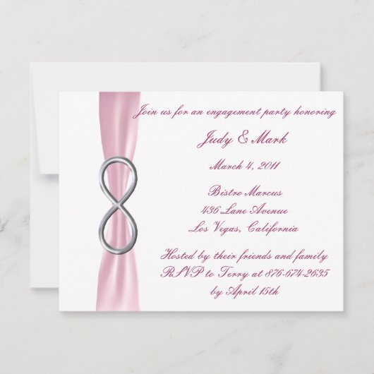 ピンクインフィニティ婚約パーティ招待状 招待状 (正面)