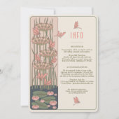 ピンクインフォカードドラゴンフライアールヌーボー結婚ズ 招待状 (正面)