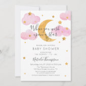 ピンクインヴィタシオンルナイラスエストレラスベビーシャワー 招待状 (正面)